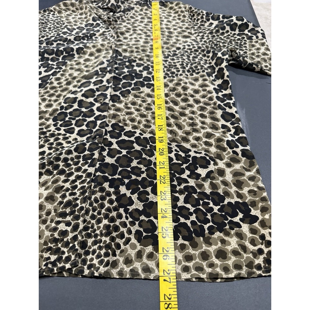 Vintage K Arnold Womens 100% Silk Leopard Print Long Sleeve Button Shirt Layer - Picture 8 of 8
